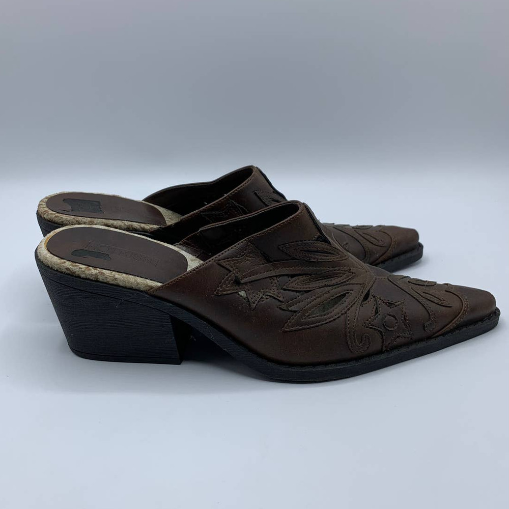 Hot Kiss Slip On Mules Leather Size 8.5 Cowgirl - Picture 7 of 12
